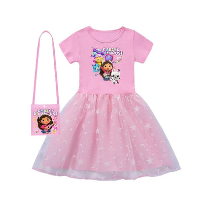 Princess-Style, Flowy, Mid-Calf Length, Cotton, For Party Wear – Light Girls’ Dress