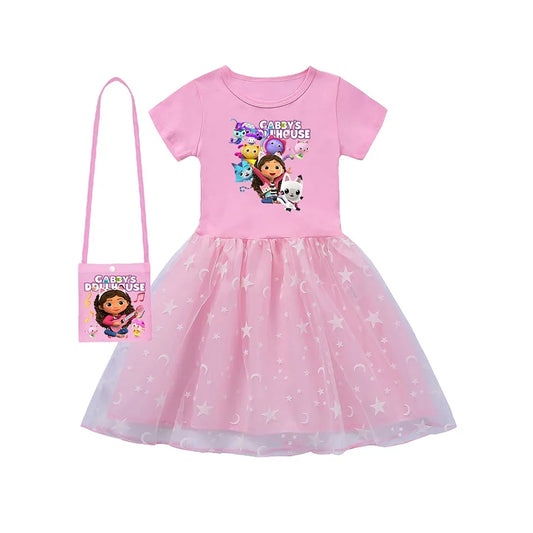 Princess-Style, Flowy, Mid-Calf Length, Cotton, For Party Wear – Light Girls’ Dress