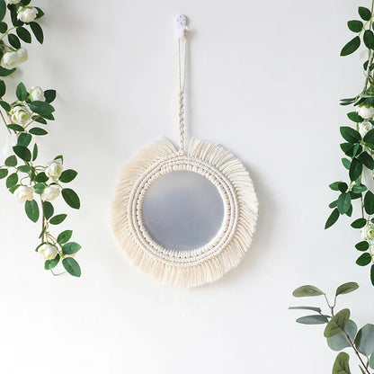 Macrame Mirror Kit Cotton Fringe Boho Wall Hanging Mirrors Fall 2025 Cozy Nursery Household Decor Gift