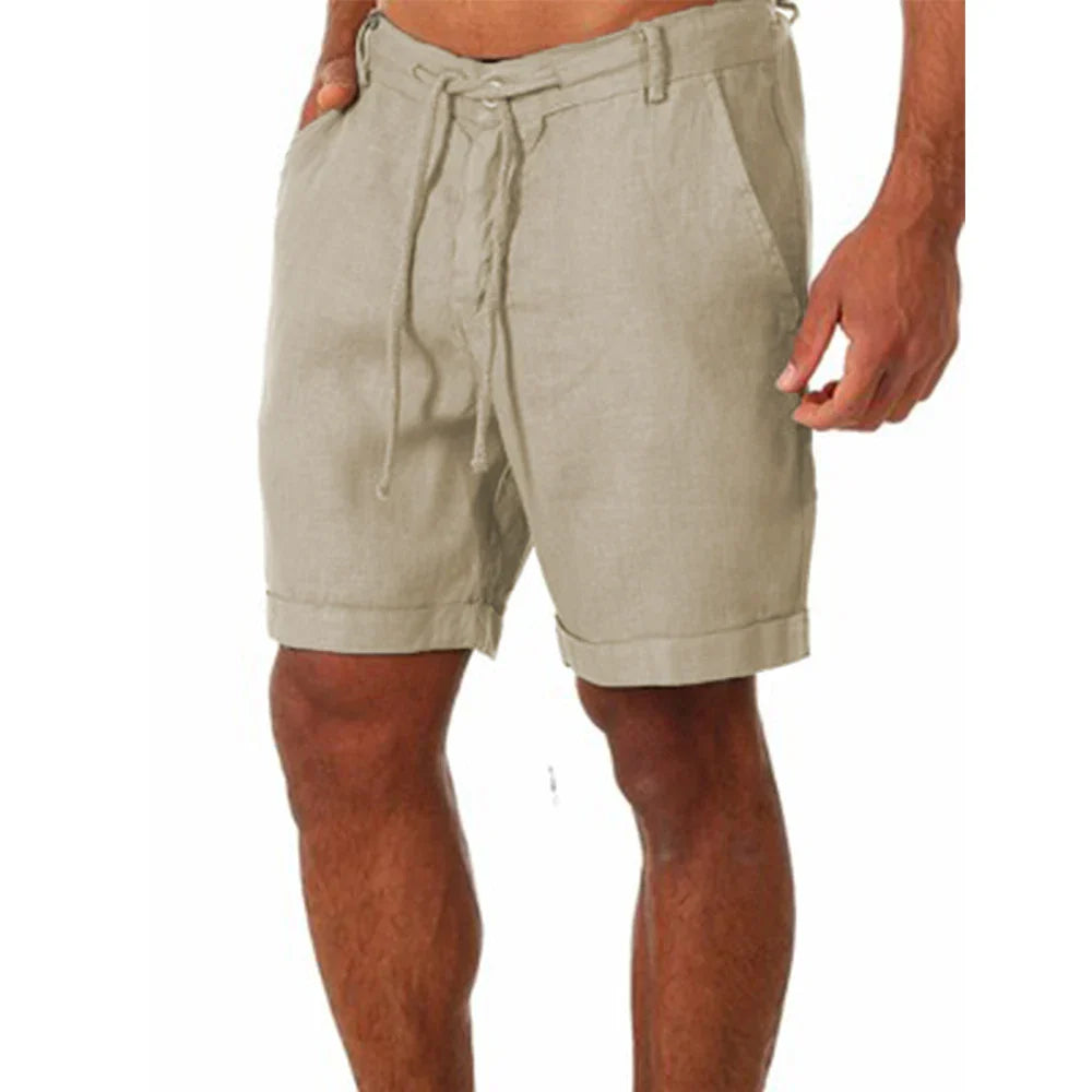 Variant image for Lightweight Breathable Cotton Linen Summer Shorts for Men, Relaxed Fit Casual Beach Wear-7