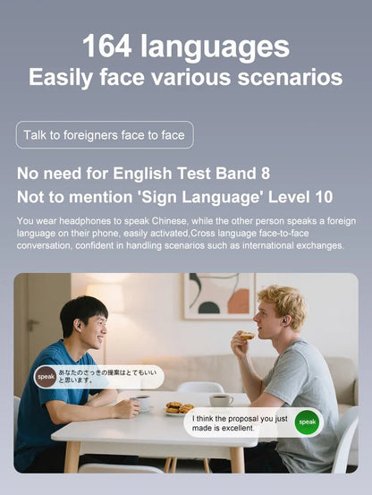 Translation AI Earbuds With Noise Canceling Ear Hook Sports