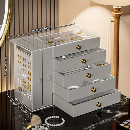 Jewelry2026 Edition Organizer 7-Layer Transparent Drawer Box High Capacity Storage Earrings Necklaces Rings Case Holiday Gifts