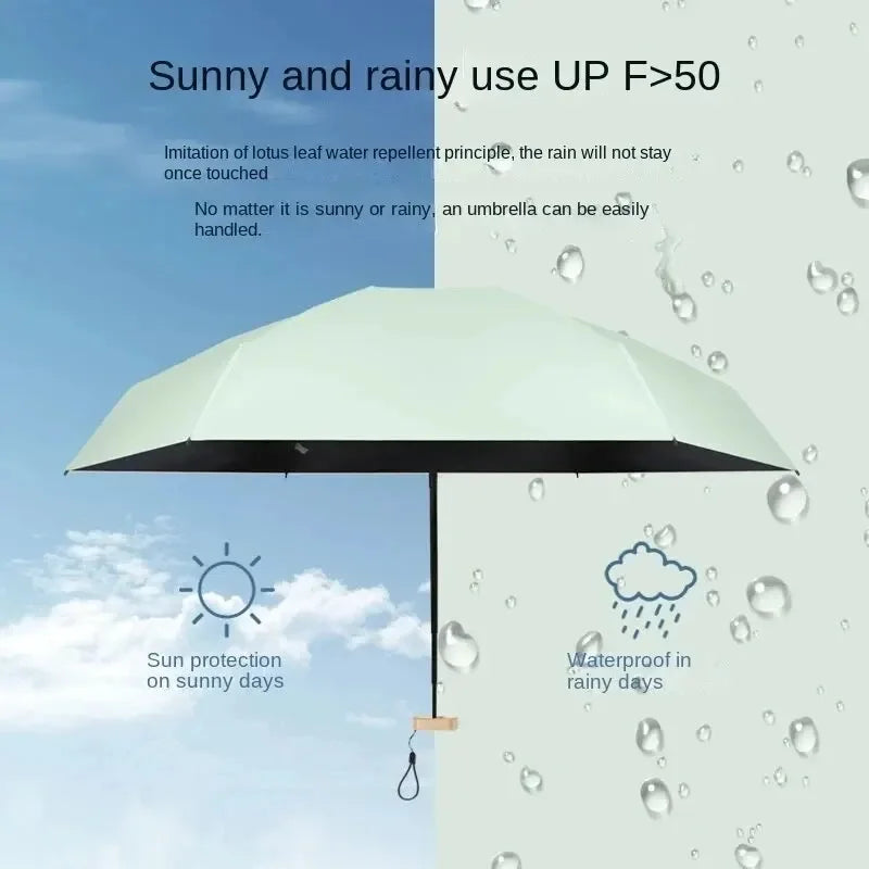 Sun Mini Umbrella Pocket Rain Umbrella - Vinyl Folding UV Protection Parasol Capsule