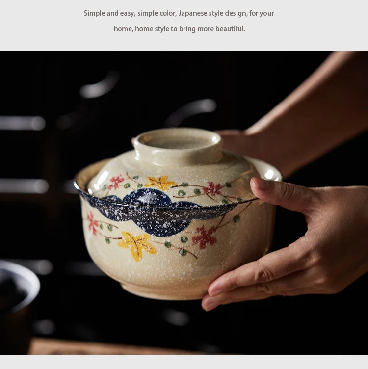 Bowl Ramen Large Ceramic With Lid Retro Fall 2025 Tableware
