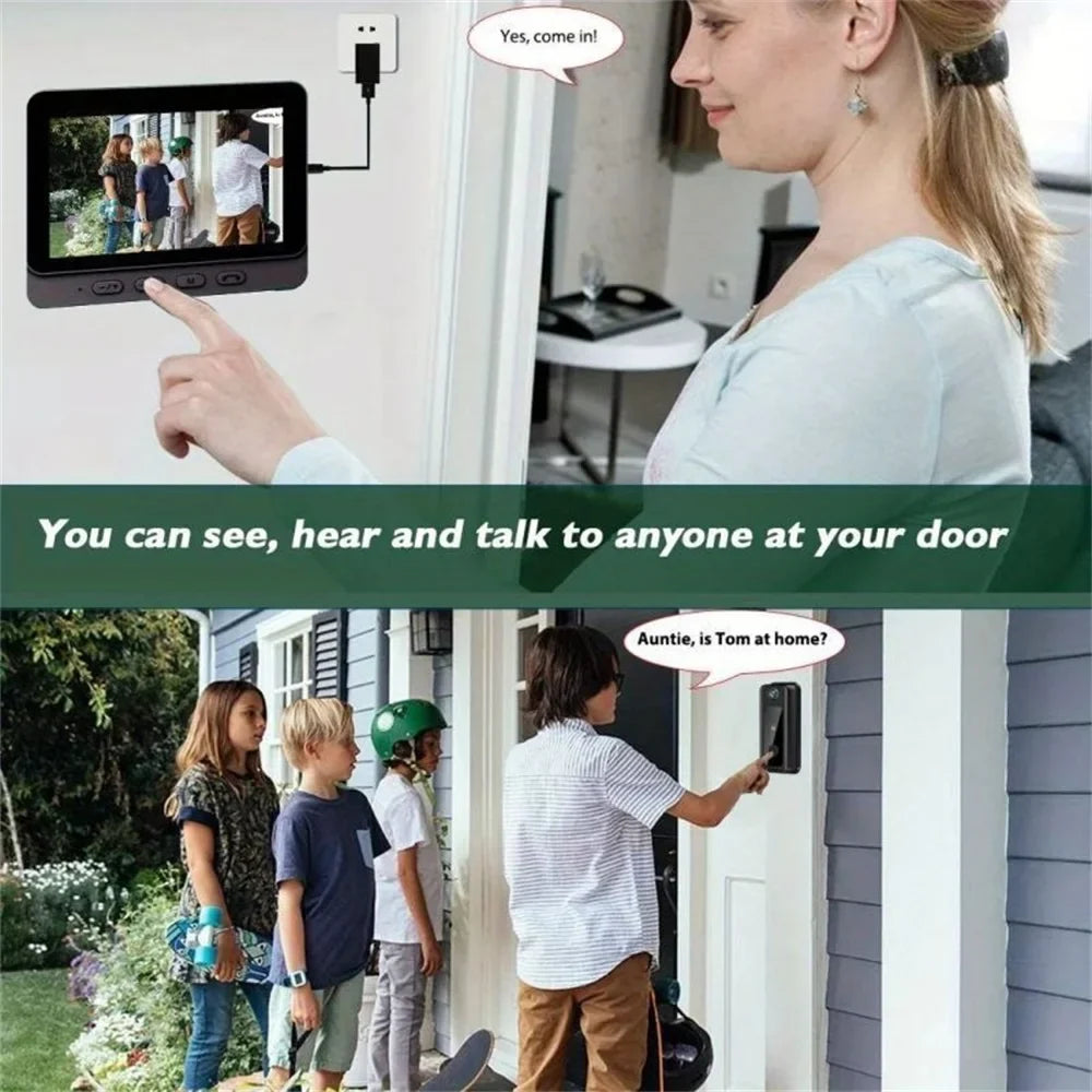 Wireless2026 Edition Video Doorbell Bundle Smart Security Kit With Night Vision 2.4G WiFi Cloud Storage Spring