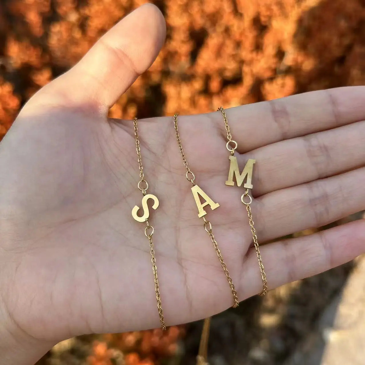 Letter Initial Bead Bracelet Thin Chain Minimalist Elegant