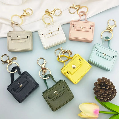 Free 1+1 Birkin Inspired Mini Hand Bag - Solid Color PU Leather Coin Bag Keychain Charm