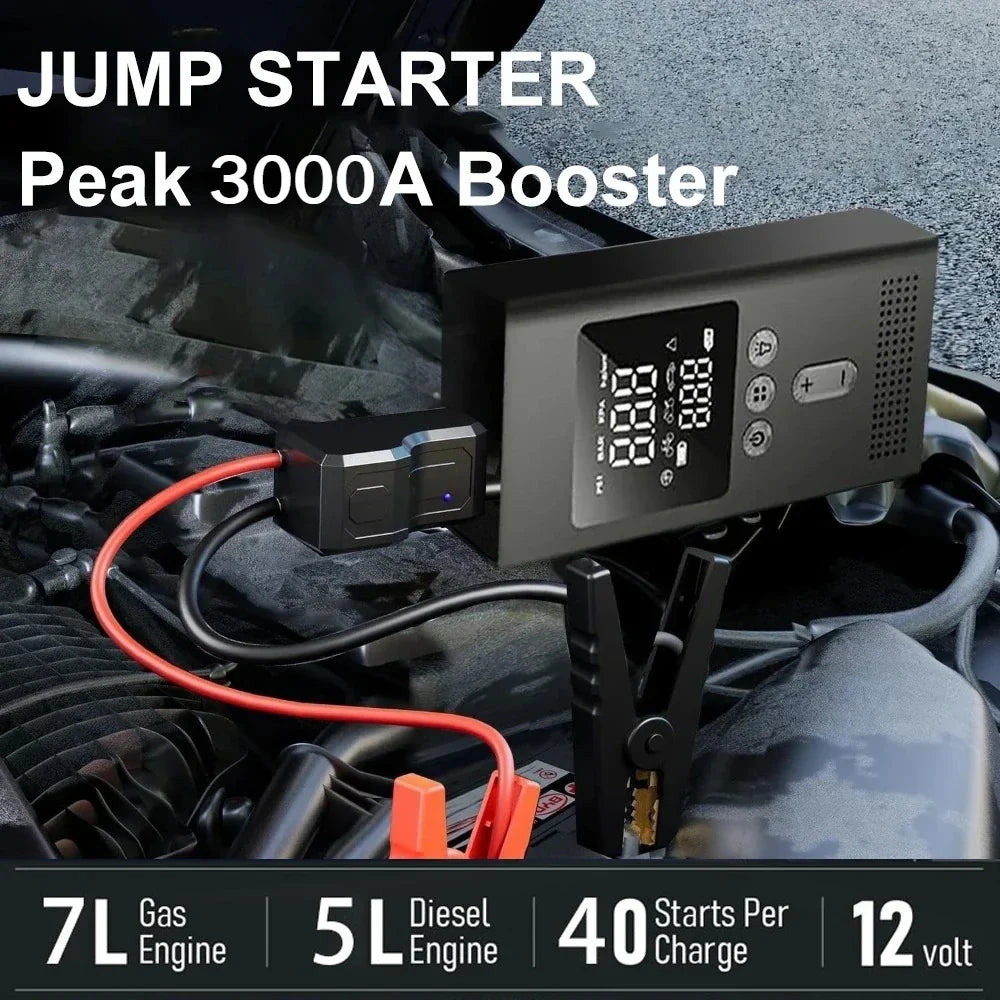 Starter Jump With Air Pump Car Jump Starter 3000A 150 PSI Inflator LED Light Fall 2025 Prep