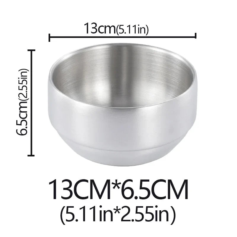 Steel Stainless Double Layer Rice Bowl With Lid Insulated