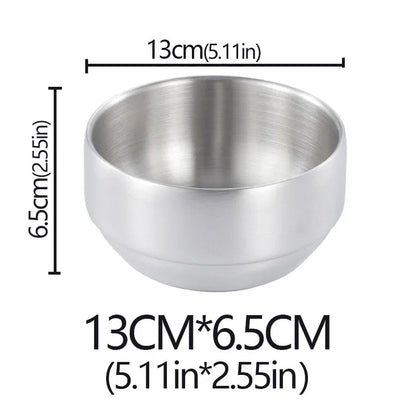 Steel Stainless Double Layer Rice Bowl With Lid Insulated