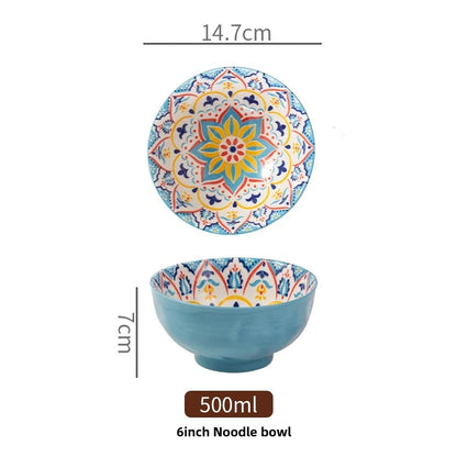 Ceramic Bohemian Rice Bowl Retro Noodle Bowl Kitchen Gift