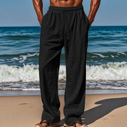 Drawstring Casual Beach Trousers - Loose Cozy Solid Color Pants for Summer