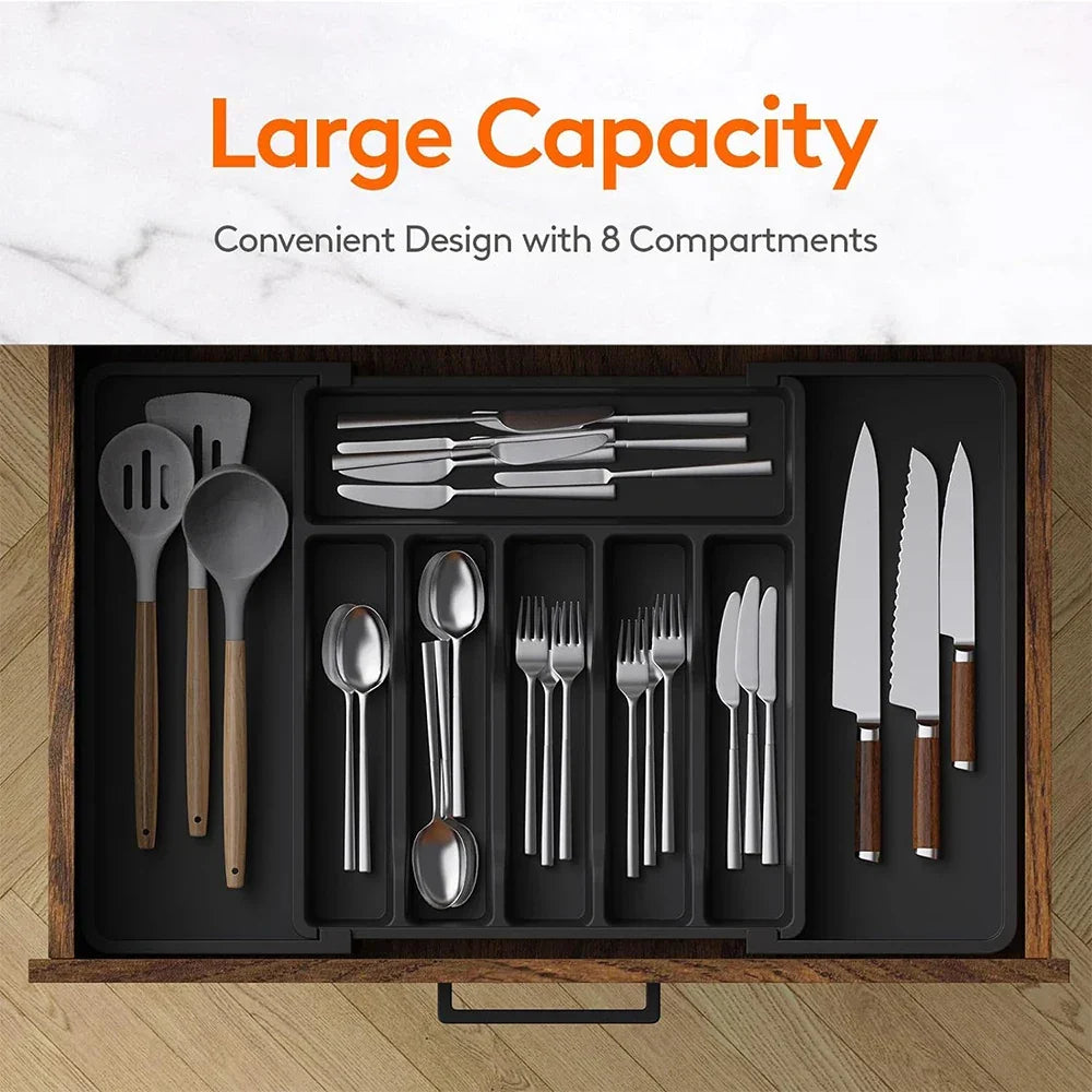 Flexible Cutlery Holder For Kitchen Drawers, Spring 2026 Trend, Space-Saving – Expandable Silverware Tray Organizer