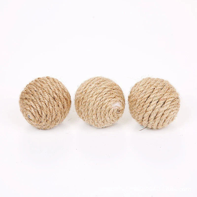 Handmade 5PCS Sisal Cat Sounding Balls - Interactive Toy for Kittens
