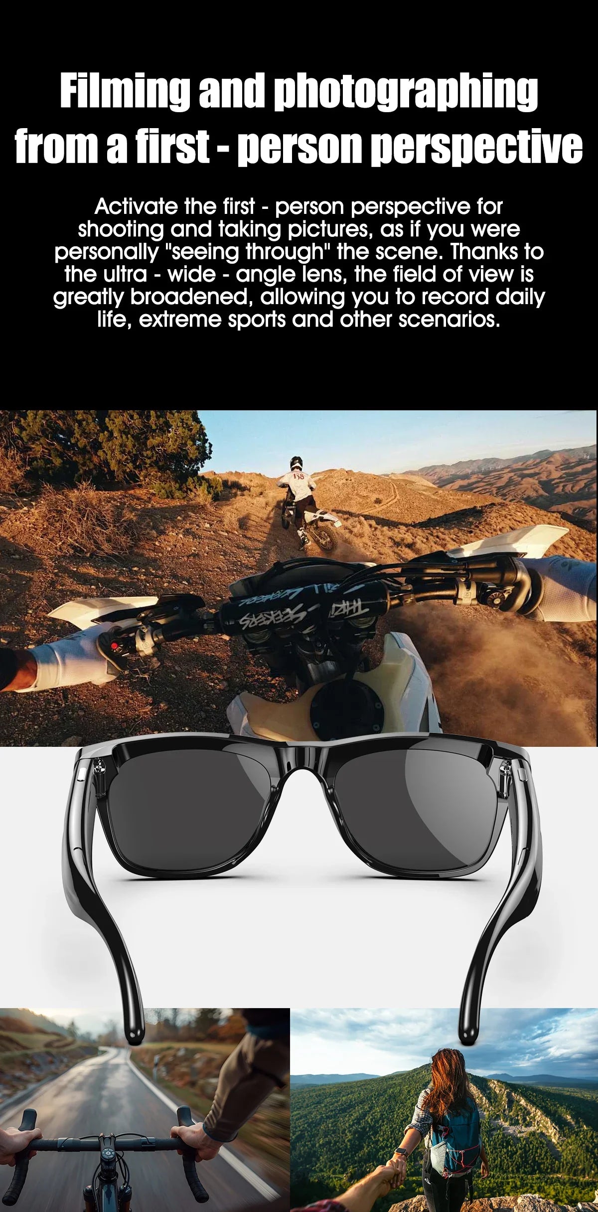 AI Smart Camera Glasses Bluetooth Call Voice Assistant