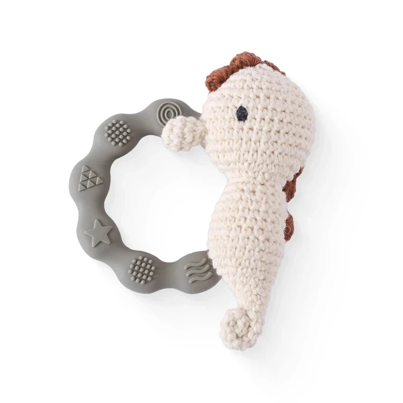 Bear Crochet Teether Rattle Ring Newborn Sensory Toys