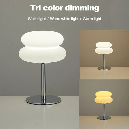 Lamp Table Cream Plastic Lampshade Mushroom Bedside Lamp Fall 2025 Tri Color Dimming USB LED Included Cozy Ambient