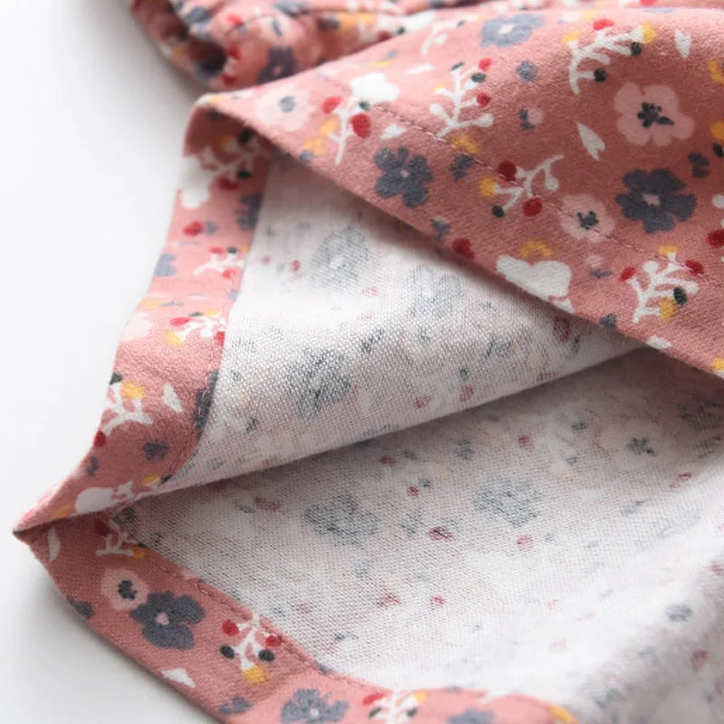 Long Sleeve Knee-Length, Floral Print, Cotton, Casual Autumn Wear – Plush Girls Dress