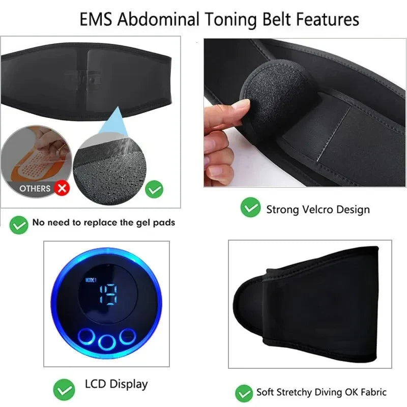 Muscle Stimulator Vibration Toning Waist Massager for Men Women 2026 – EMS Abdominal Trainer Slimming Belt