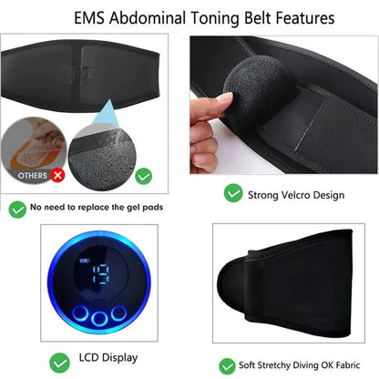 Muscle Stimulator Vibration Toning Waist Massager for Men Women 2026 – EMS Abdominal Trainer Slimming Belt