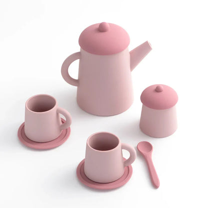 Miniature Tea Kit Plush Silicone Pretend Play Tableware Kids Toy Back To School 2025 Imaginative Play Gift