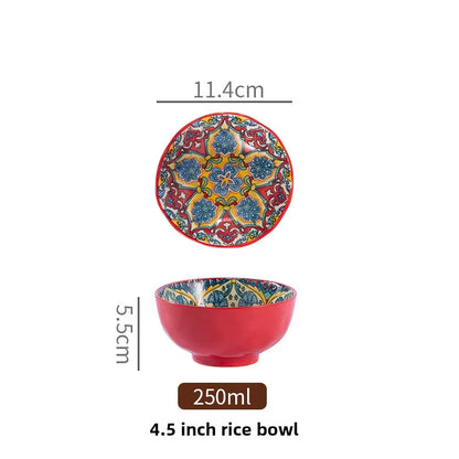 Ceramic Bohemian Rice Bowl Retro Noodle Bowl Kitchen Gift