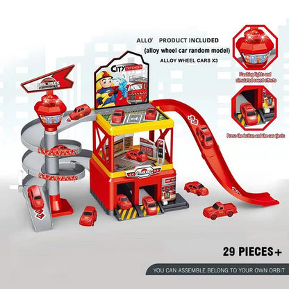 Garage Multi-Storey Racing Track with Cars - Interactive Parking Toy for Boys