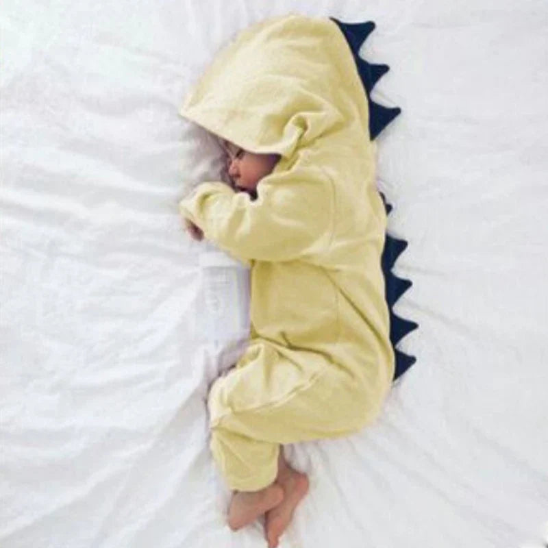 Baby Newborn Dinosaur Hooded Romper Jumpsuit Autumn Winter Clothes for Boys and Girls