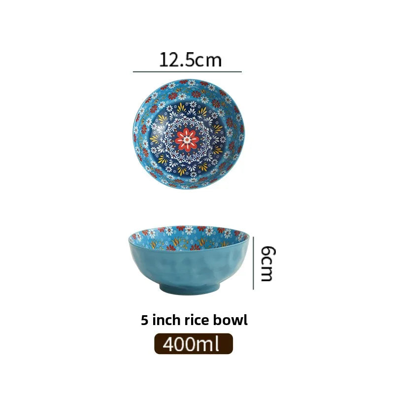 Ceramic Bohemian Rice Bowl Retro Noodle Bowl Kitchen Gift