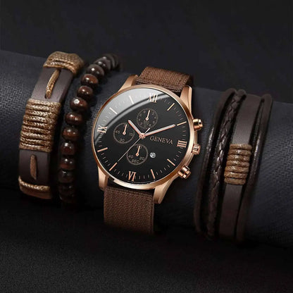 Quartz Watch And Bracelet Kit Nylon Band Casual Gift
