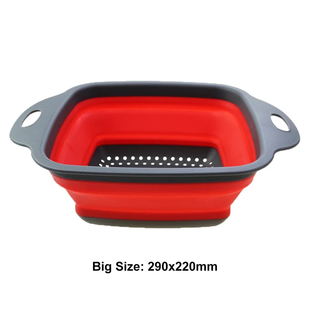Silicone2026 Edition Folding Drain Basket 2-In-1 Collapsible Colander For Fruits And Vegetables Space-Saving Kitchen Device Fall
