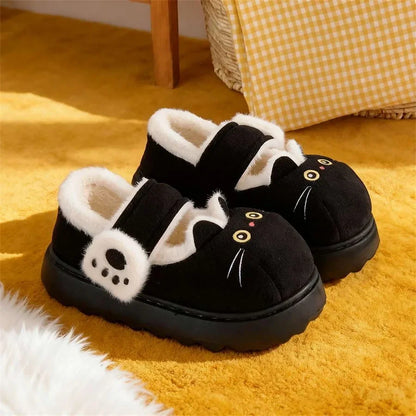 Plush Women’s Cat Slippers - Cat-Face Design, Plush Lining, Cozy Indoor Lounging