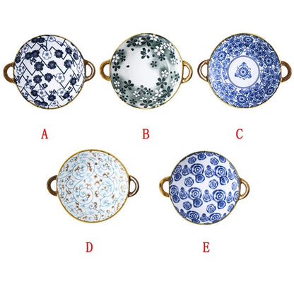 Inch 7.5 Japanese Ceramic Noodle Bowl With Handles Blue