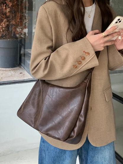 Plush Multi-Use Womens Hobo Bag - Slouchy, Faux Leather