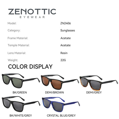 Polarized Sunglasses Square Acetate Frames UV400 Protection Unisex Timeless Design