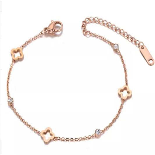 Clover Flower Stainless Steel Bracelet Kit Gold Gift