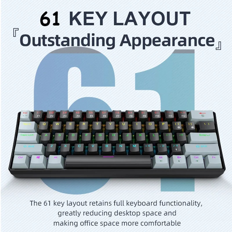 60 Percent Mechanical Mini Keyboard Wired RGB Travel-Friendly