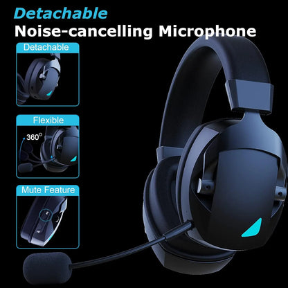 Cordless Gaming Headset Detachable Mic Multi Mode Comfort