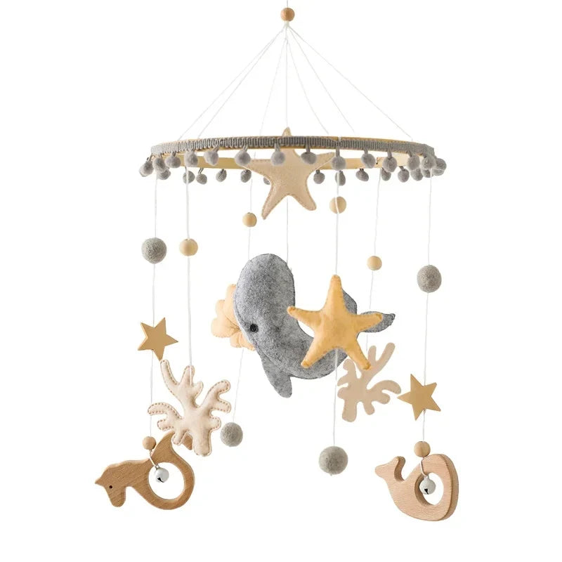 Crib Wooden Mobile Bracket Newborn Sensory Toys Soothing
