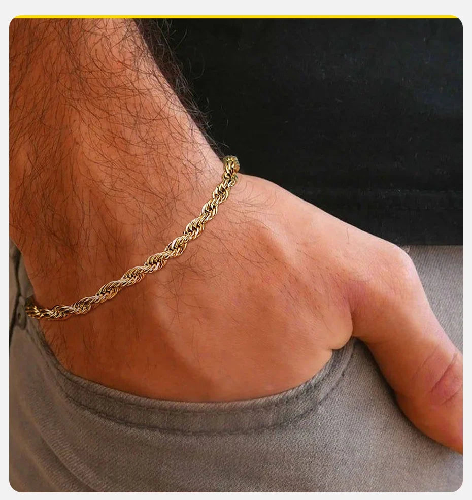 Steel Stainless Rope Chain Bracelet Twisted Singapore