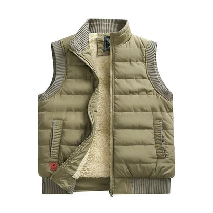 Men's Warm Puffer Vest - Quilted Slim, Lamb Velvet, Winter