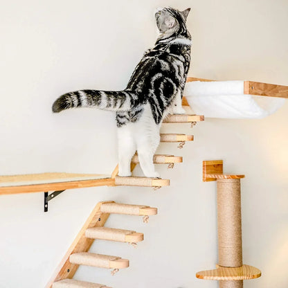 Cat Tree Wall Mounted Hammock Kit Vertical Climbing Cat Furniture Fall 2025 Space Saving Scratching Playground