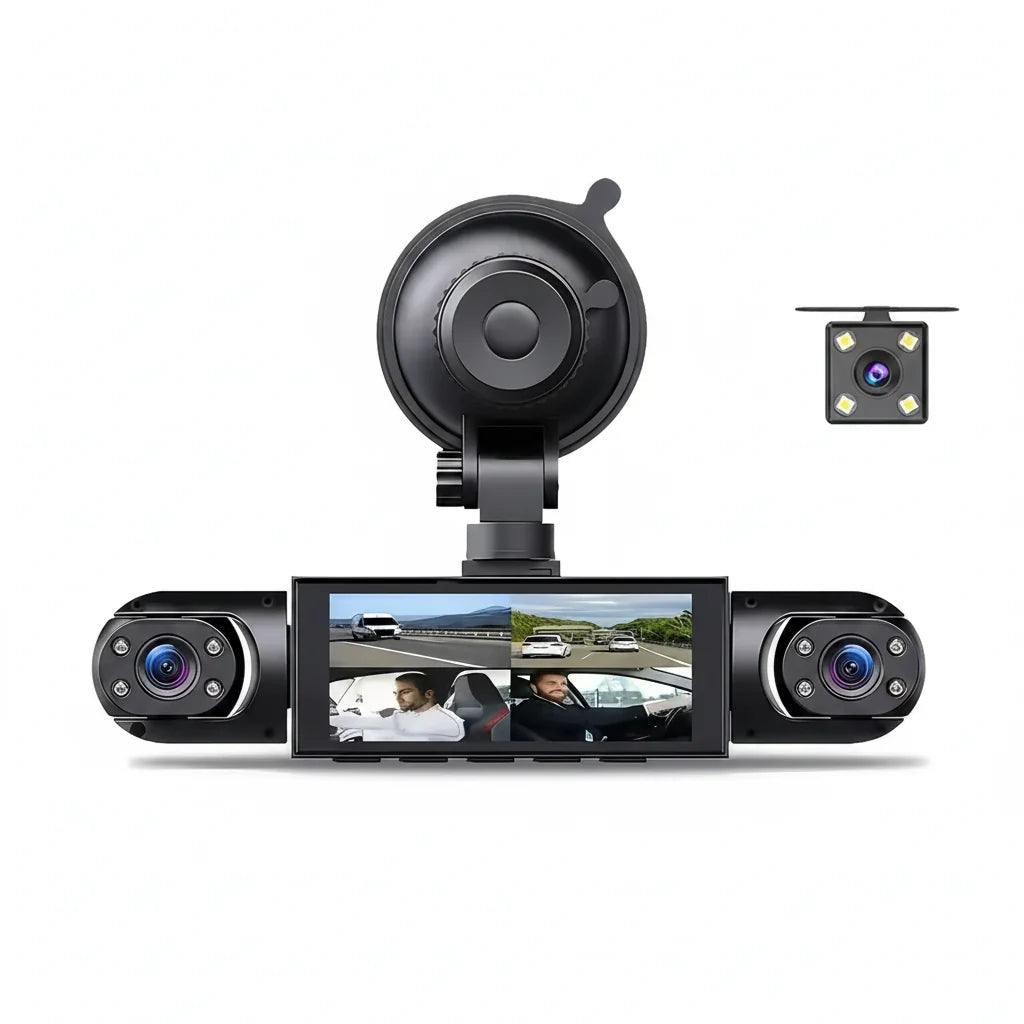 Front/Rear/Inside Cameras, Full HD 1080p Night Vision, Loop Recording Fall 2026 – Dash Cam 4 Channel Car DVR