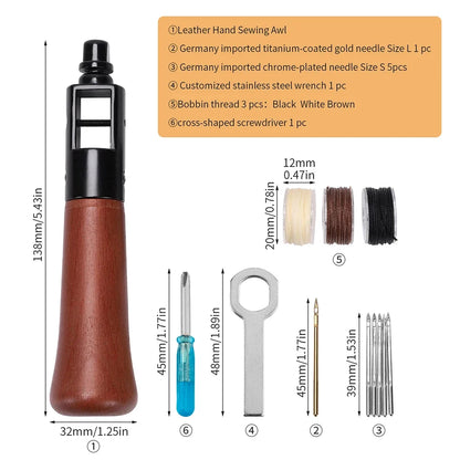 Top-Grade Hand Stitching Awl Tools Kit for DIY Leather Craft and Canvas Repair, Fall 2026 Gift – Leather Sewing Kit