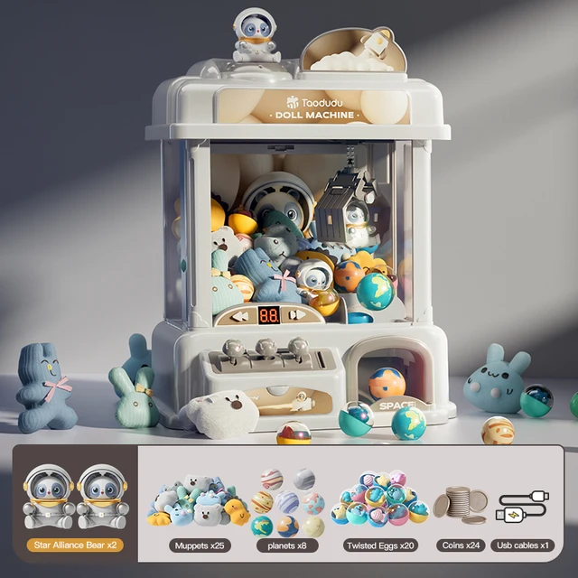 Kit Medium Coin Operated Mini Claw Machine for Kids Arcade Game with Plush Prizes