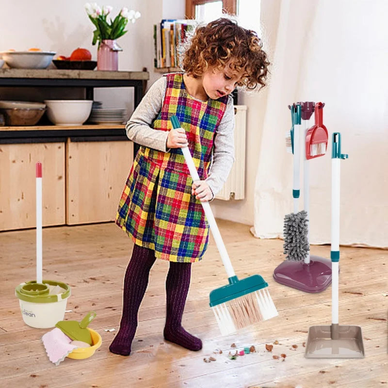 Kids Pretend Play Cleaning Kit - Broom & Vacuum Toy for Boys and Girls, 23-Piece Sanitation Fun