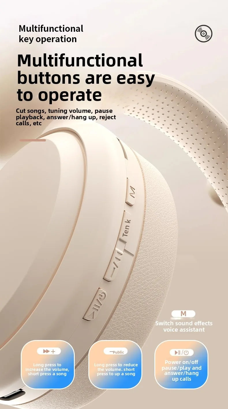 Cordless Bluetooth Headphones Over Ear Noise Cancelling