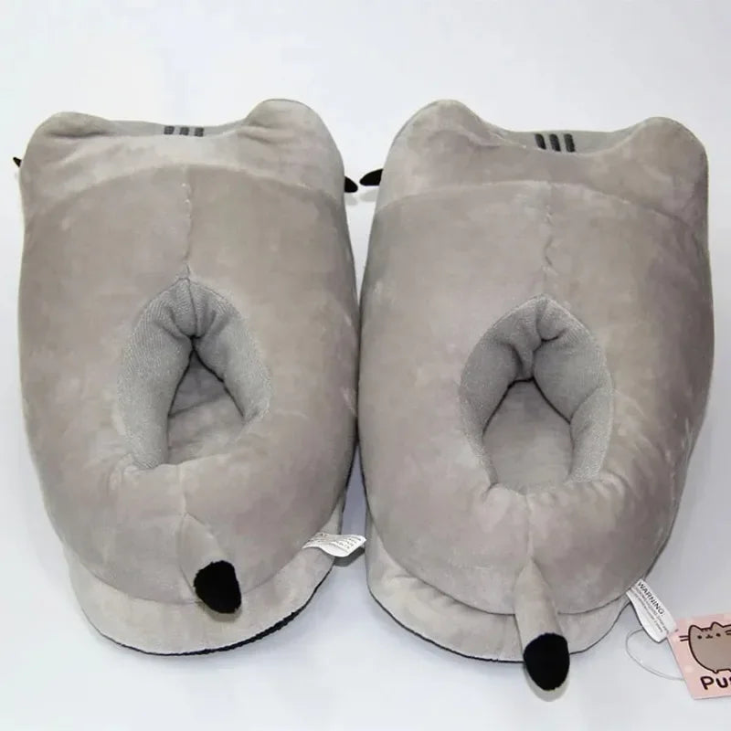 full-coverage cat-face design, plush, indoor home use – Warm women's cat-face slippers