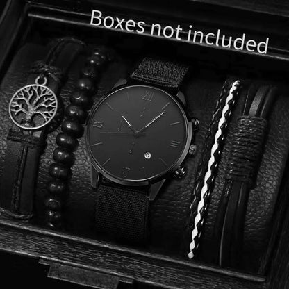 Quartz Watch And Bracelet Kit Nylon Band Casual Gift