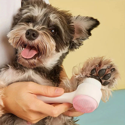 Silicone Pet Paw Cleaner & Massage Brush - Dual-Sided Dog Grooming Device for Healthy Coats